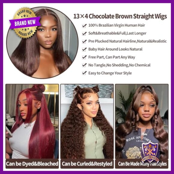 22 Inch Human Hair Lace Front Wig 200% Density Straight Pre Plucked main image 4